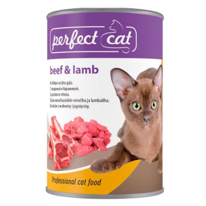 PERFECT CAT BEEF LAMB konservi kaķiem Liellops, jērs 400g